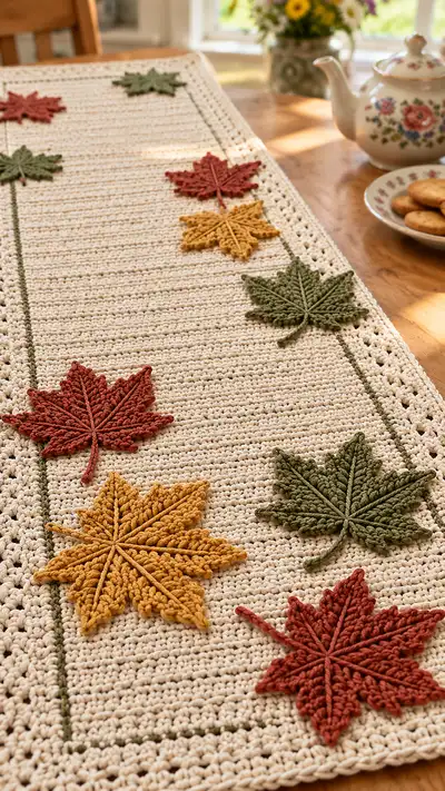 Autumn Maple Table Runner Pattern step 2 - assembly progress