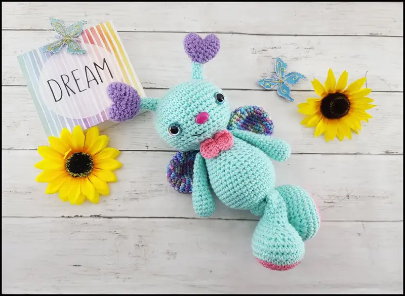 Free Intermediate crochet pattern: Blue the Butterfly Amigurumi Pattern - Easy to follow tutorial
