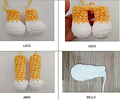 Adorable Easter Bunny Amigurumi Pattern step 2 - assembly progress