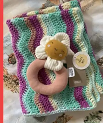 Mary Wave Baby Blanket Pattern step 2 - assembly progress