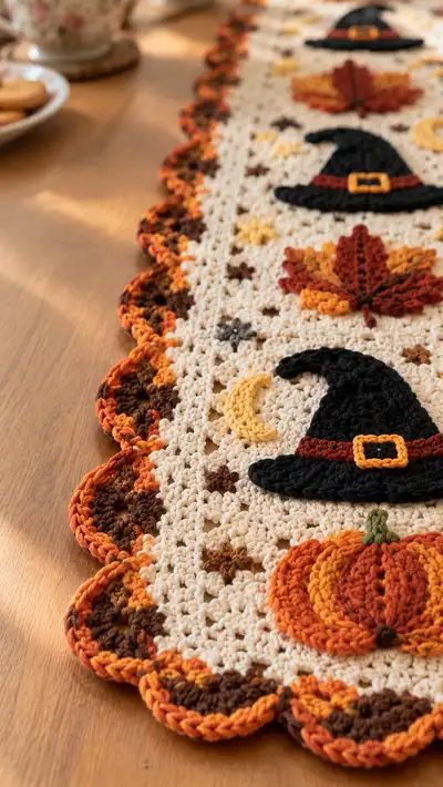 Autumn Harvest Table Runner Pattern step 2 - assembly progress