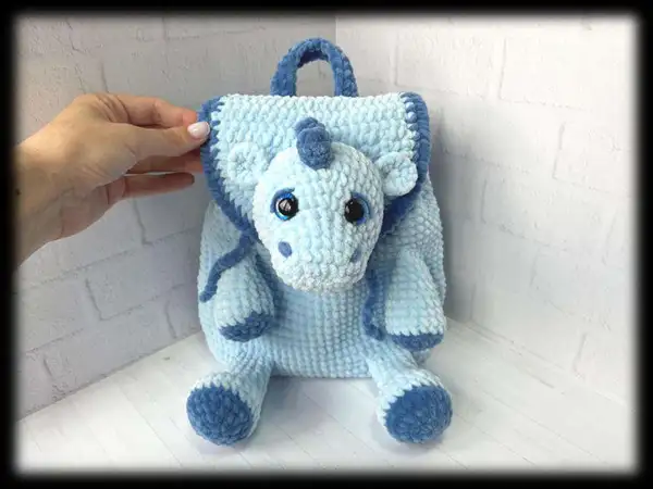 Plush Backpack Dragon Pattern