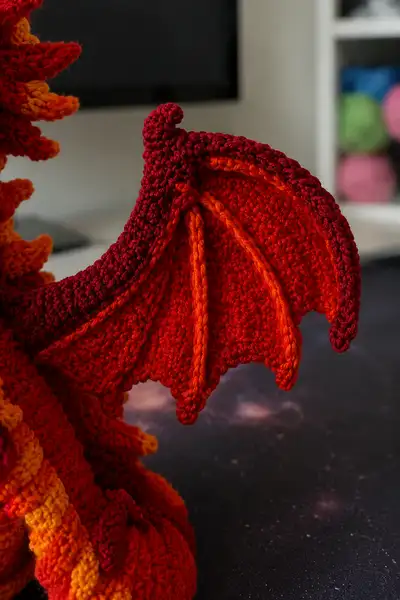 Fiery Dragon Amigurumi Pattern step 2 - assembly progress