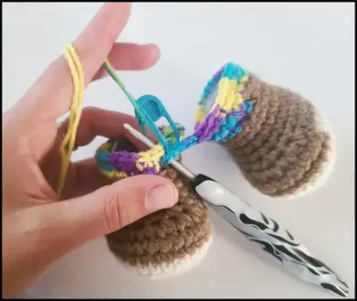 Oakley the Monkey Amigurumi Pattern step 4 - final assembly and finishing