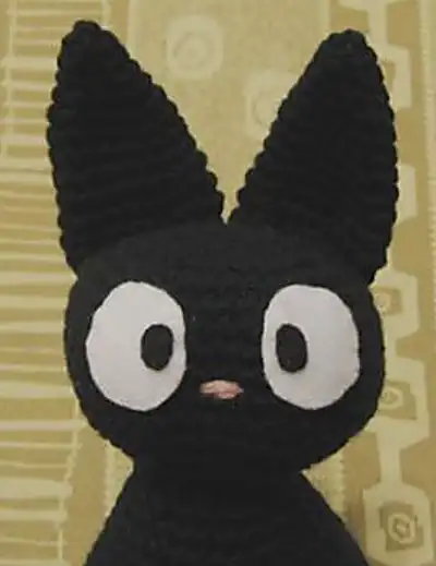 Jiji the Cat Amigurumi Pattern step 2 - assembly progress