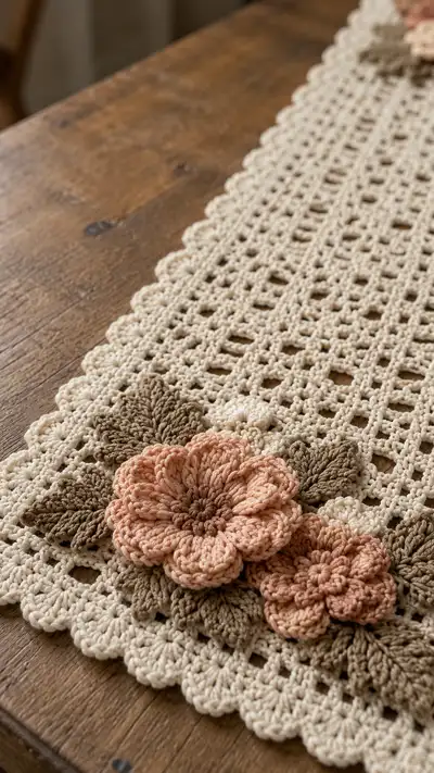 Vintage Floral Table Runner Pattern step 2 - assembly progress