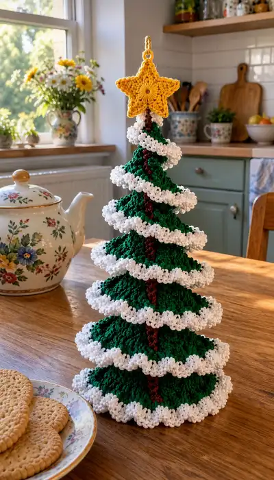 Layered Spiral Christmas Tree Pattern step 1 - construction progress