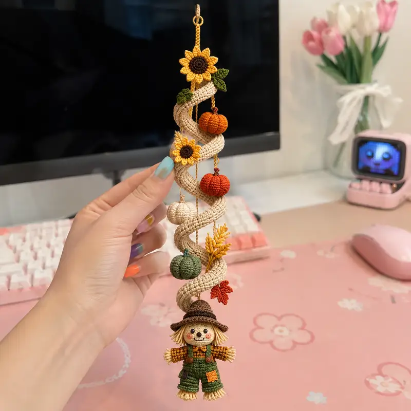 Cool Autumn Spiral Garland Amigurumi Pattern crochet pattern - detailed view of completed project