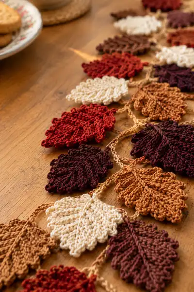 Autumn Leaf Table Runner Pattern step 2 - assembly progress