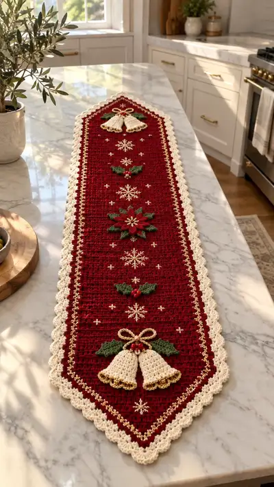 Festive Christmas Table Runner Pattern step 1 - construction progress