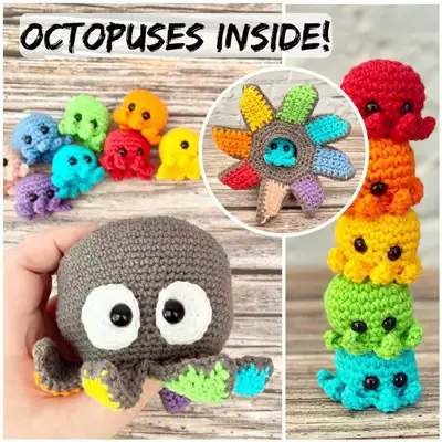 Octopus Surprise Amigurumi Pattern step 1 - construction progress