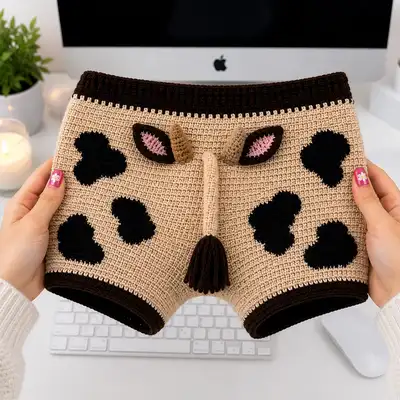 Holy Cow Funny Comfort Men Crochet Underwear Pattern step 3 - details and accessories