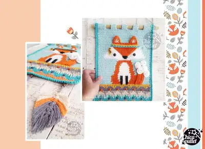 Nordic Fox wall hanging Pattern step 2 - assembly progress