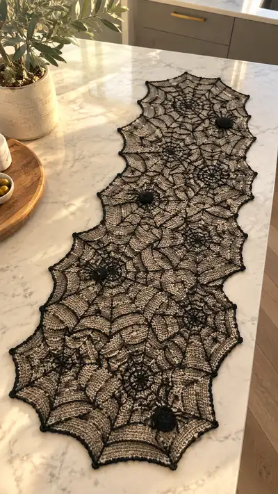 Spiderweb Table Runner Pattern step 1 - construction progress