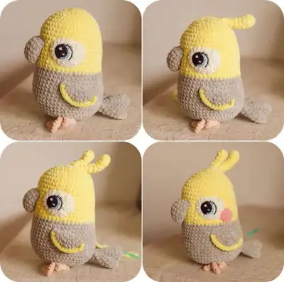 Lovebird and Parrot Amigurumi Pattern step 4 - final assembly and finishing