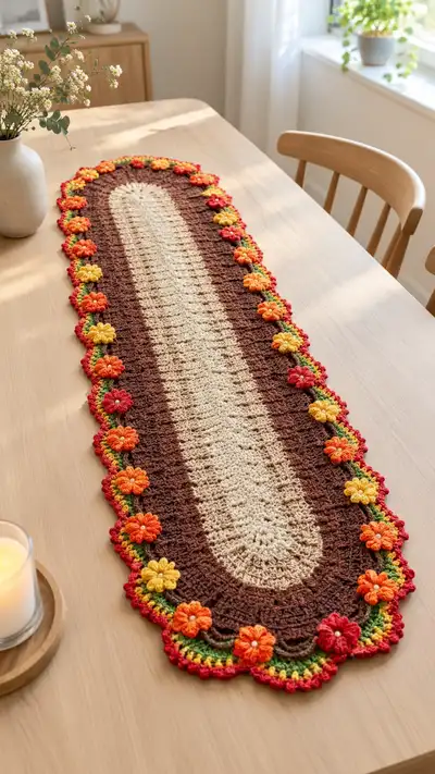 Autumn Meadow Table Runner Pattern step 1 - construction progress