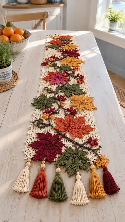 Autumn Leaves Table Runner Pattern step 1 - construction progress