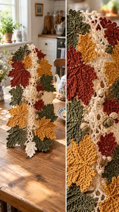 Autumn Leaves Table Runner Pattern step 2 - assembly progress