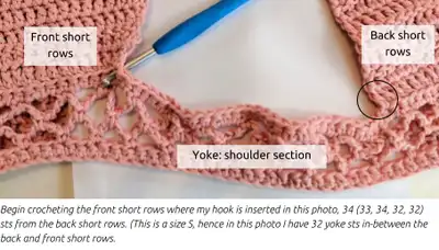 Aestas Top Amigurumi Pattern step 4 - final assembly and finishing