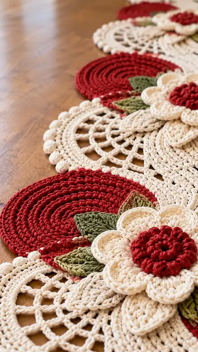 Vintage Floral Table Runner Pattern step 2 - assembly progress