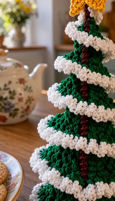 Layered Spiral Christmas Tree Pattern step 2 - assembly progress