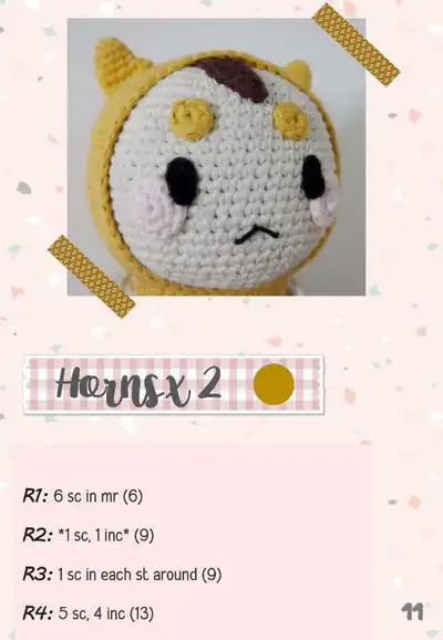 Mr. Buckwheat Amigurumi Pattern step 3 - details and accessories