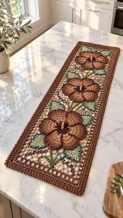 Rustic Floral Table Runner Pattern step 1 - construction progress