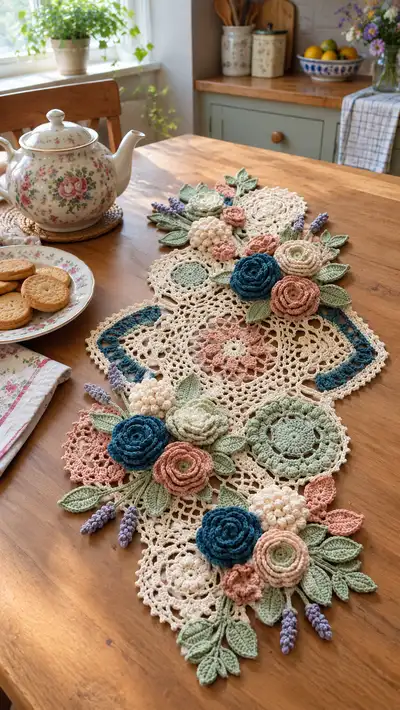 Vintage Floral Table Runner Pattern step 1 - construction progress