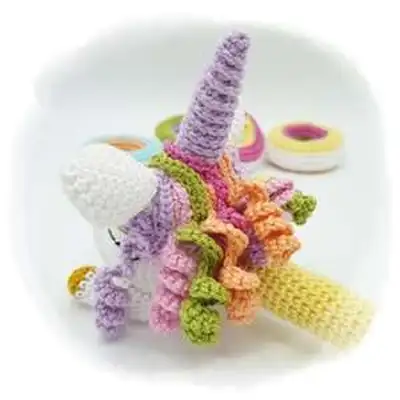 Tiffy the Sleepy Unicorn Amigurumi Pattern step 4 - final assembly and finishing