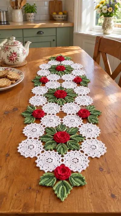 Vintage Rose Table Runner Pattern step 1 - construction progress