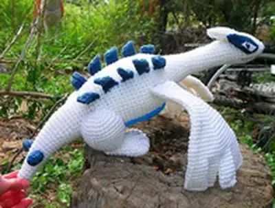 Lugia Plushie Amigurumi Pattern step 2 - assembly progress