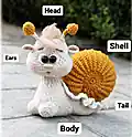 Adorable Snail Amigurumi Pattern step 2 - assembly progress