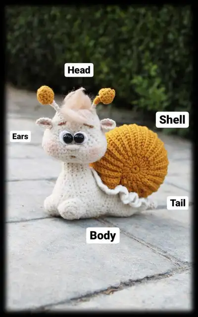 Snail Amigurumi Pattern step 2 - assembly progress