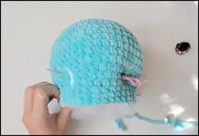 Blue the Dumbo Octopus Amigurumi Pattern step 4 - final assembly and finishing
