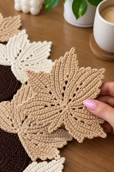 Autumn Maple Leaf Table Runner Pattern step 2 - assembly progress