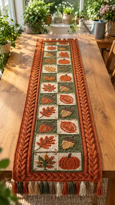 Autumn Harvest Table Runner Pattern step 1 - construction progress