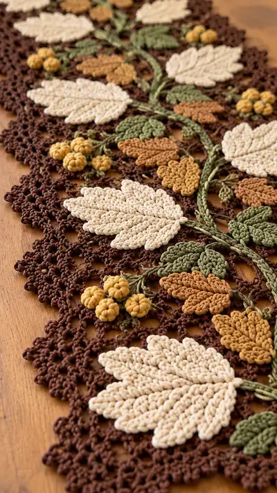 Autumn Leaves Table Runner Pattern step 2 - assembly progress