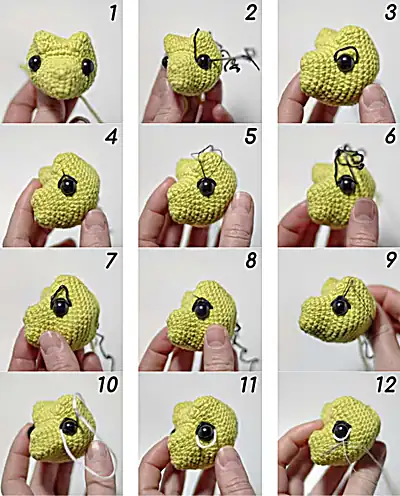 Tyrannosaurus Oliver Amigurumi Pattern step 3 - details and accessories