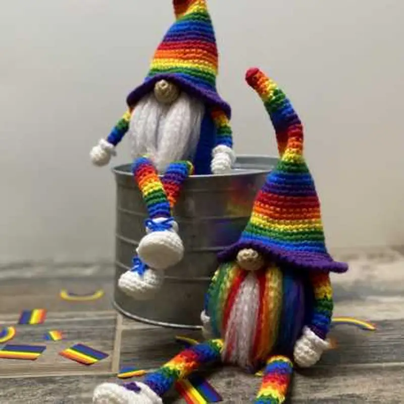 Free crochet pattern: Pride Rainbow Gnome Amigurumi Pattern - Intermediate level tutorial