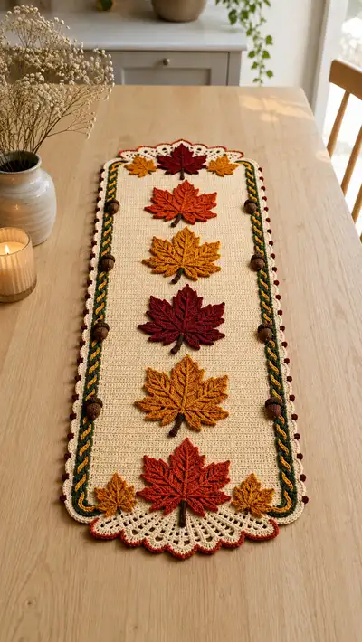 Autumn Maple Table Runner Pattern step 1 - construction progress