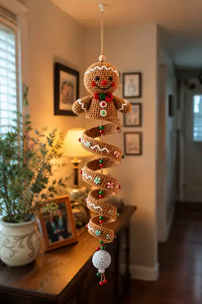 Ginger Spiral Garland Cute Christmas Spiral Garland Amigurumi Pattern step 1 - construction progress