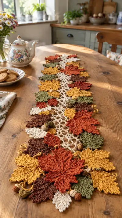 Autumn Leaf Table Runner Pattern step 1 - construction progress