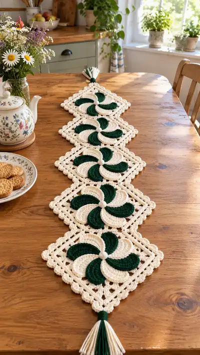Pinwheel Square Table Runner Pattern step 1 - construction progress