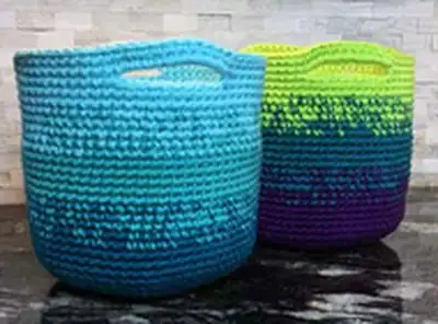 Cutie Utility Basket Pattern step 2 - assembly progress