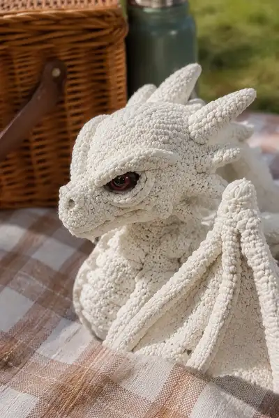 Big Bone White Ghost Dragon with Scary Eyes Amigurumi Pattern step 2 - assembly progress