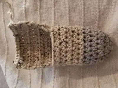 Simple Slippers Pattern step 2 - assembly progress
