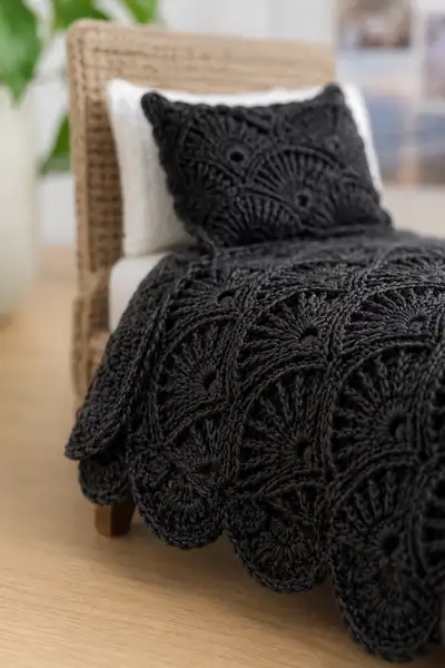 Sleek Dark Modern Bedspread Pattern step 3 - details and accessories