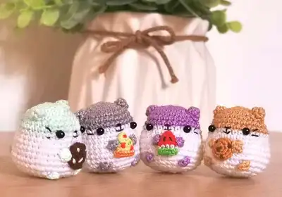 Hungry Hamsters Amigurumi Pattern step 1 - construction progress