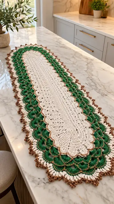 Elegant Scalloped Table Runner Pattern step 1 - construction progress