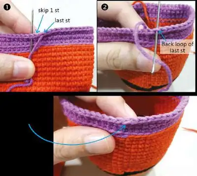 Reversible Flower Bouquet & Bride Amigurumi Pattern step 2 - assembly progress